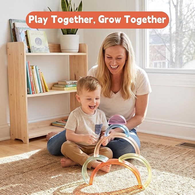 6PCS Acrylic Rainbow Stacker Montessori Sensory Toy for Kids - Image 7