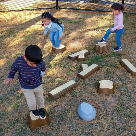 Kaplan Early Learning Timber Trail Stepping Logs Set - 16-Piece Balance and Sensory Play for Toddlers - Indoor & Outdoor Gross Motor Activity Toy for Ages 18+ Months