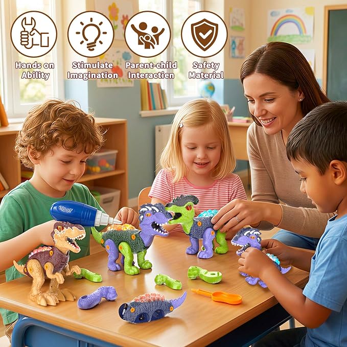 3PACK Take Apart Dinosaur Toys for Kids 3-5 with Lights & Spray - Image 8
