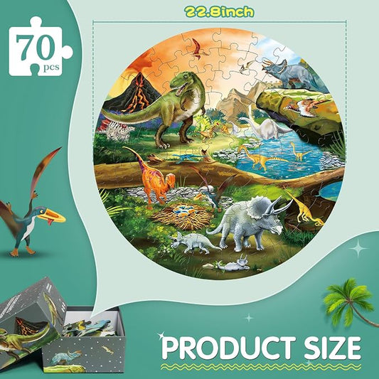 DIGOBAY 70 Piece Dinosaur Floor Puzzle for Kids Ages 4-8 - Image 2