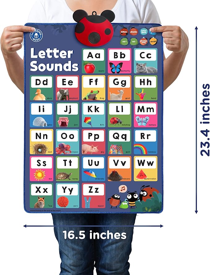 LEARNING BUGS Press to Learn Phonics, Interactive Letters and Sounds Talking Poster, Preschool & Kindergarten Learn to Read, Ages 3+ - Image 7