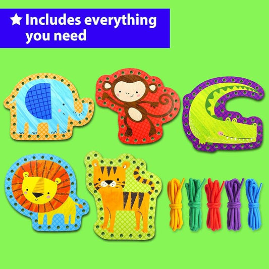 KRAFUN Safari Animal Beginner Lacing Cards Age 3+ | 5 Projects - Image 2