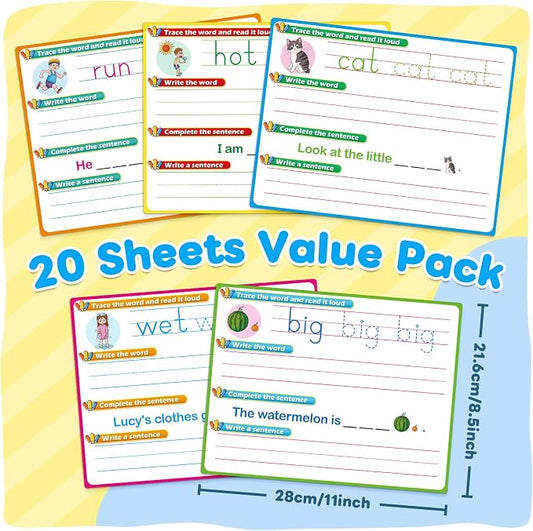20PACK CVC Word Games Sight Words Flash Cards Sentence Building - Image 2
