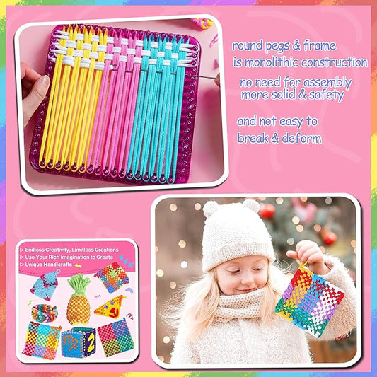 REENLIV Upgraded Weaving Loom Kit Toys for Kids & Adults, DIY Arts & Crafts, Easy Potholder Loom Knitting Activity for Beginners, Ideal Gifts for Girls Ages 5 6 7 8-12 13 Years Old, 252 Craft Loops