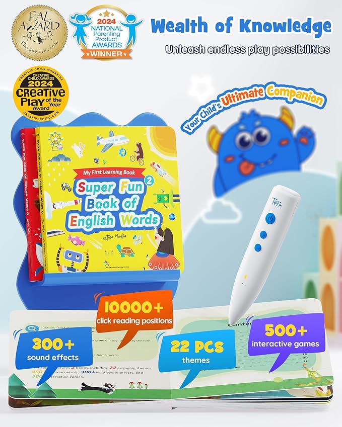 TEKFUN Talking Pen Books Sets, Interactive Audio Sound Books Kids Learning Electronic Toys for Boys Girls, Autism Sensory Games, Early Educational Gifts Birthday Gifts for Toddlers Kids Age 2 3 4 5 - Image 6