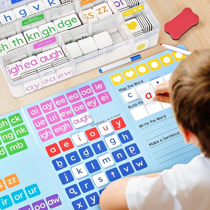 JoyCat 265 Phonics Magnetic Letter Tiles, ABC Word Building Kit with Folder - Image 9