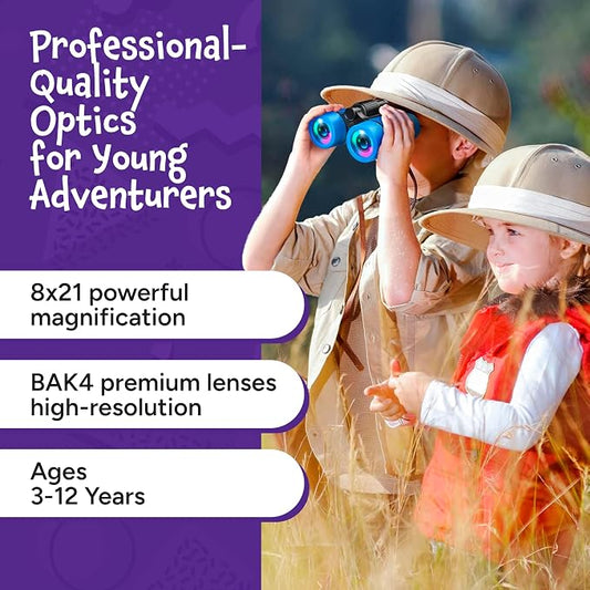 Think Peak Black Binoculars Science Toy for Kids Ages 3-12 Years - Real Compact Outdoor Adventure & STEM Educational Nature Hiking Explorer for Bird Watching, Camping Children’s Birthday Gift - Image 2