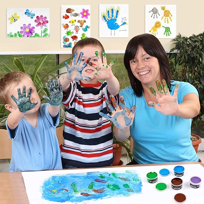 Shuttle Art Washable Finger Paint, 44 PCS with 36 Colors (1 fl oz) Toddler Paint, Paint Brushes, Palette, Non-Toxic Finger Painting for Toddlers