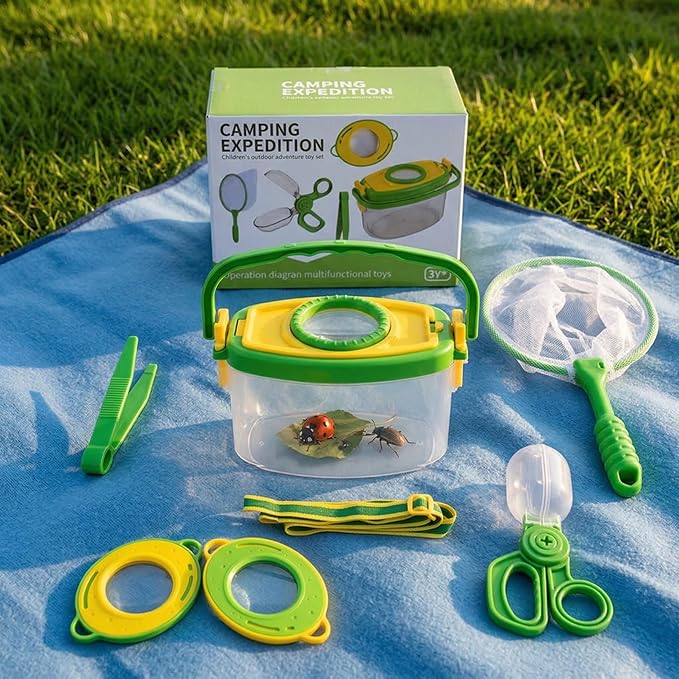 Bug Catcher Kit 6 Pcs - Insect Catching Set with Net, Bug Box, Magnifier & Tweezers - Outdoor Explorer Toy for Kids Age 3-12(Green 6 Pcs) - Image 8
