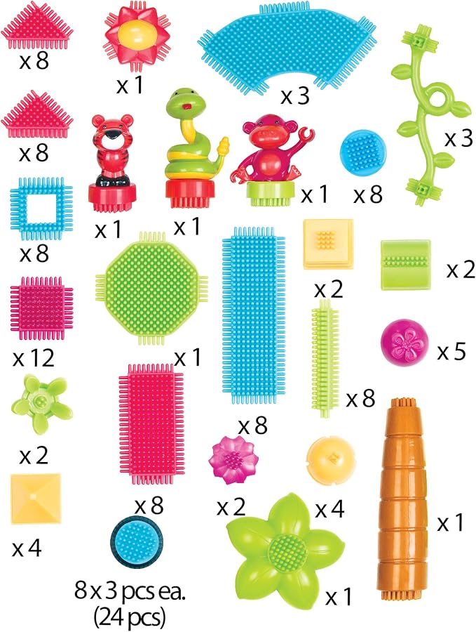 Battat Bristle Blocks Jungle Adventure Bucket, 128-Piece Building Set - Image 7