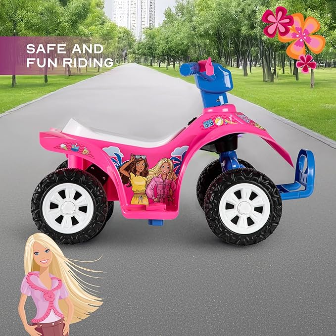 Barbie - 6V ATV Quad for Kids, Powerful and Safe Ride-On Toy with Rechargeable Battery, Forward and Reverse Driving, Max Weight Capacity of 55 LBS, Ages 2-3 Years