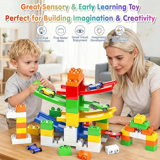 DIY Building Blocks Car Ramp Race Track Toy for Boys Ages 3+, STEM Gift - Image 2