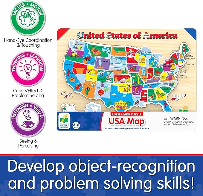 The Learning Journey Lift & Learn Puzzle - USA Map Puzzle for Kids - Preschool Toys & Gifts for Boys & Girls Ages 3 and Up - United States Puzzle for Kids - Award Winning Toys - Image 6