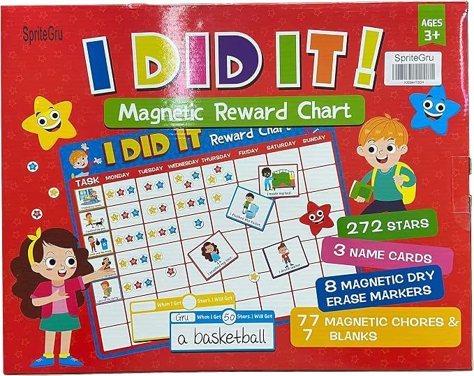 Magnetic Reward Chart, Dry Erase Kids Behavior Responsibility Task Board-84 Chores (Including 7 Blanks), 272 Magnetic Stars, 8 Markers & 3 Name Cards-Good Behavior Daily Routine to Motivate Kids - Image 8