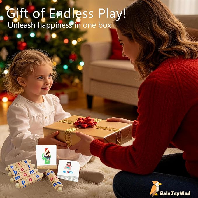 Phonics Games for Kids Ages 2-4, CVC Word Games Kindergarten, Wooden Reading Blocks Toys, Montessori Learning Toys for 3-6 Years Old, Preschool Educational Activities Gift for Boys Girls - Image 9