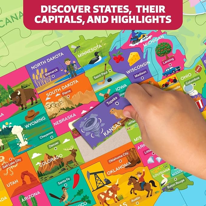 United States Puzzle for Kids with US Map, 50 States & Capitals of the USA - Image 6