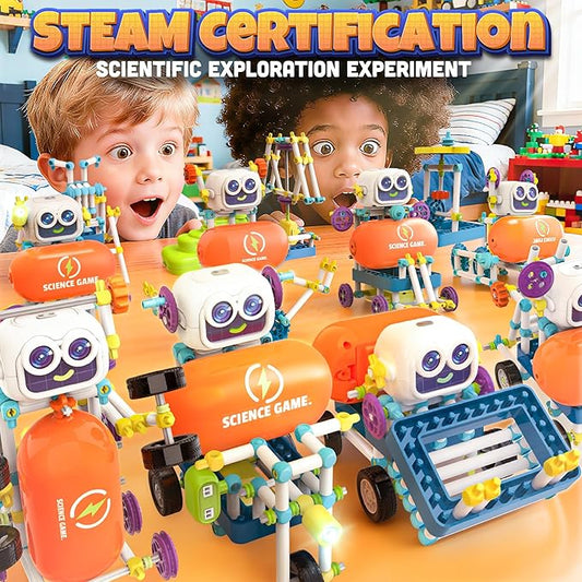 SMILESSKIDDO 50-in-1 Robot Kit, 438 Pcs DIY Educational Science Kit, Multiple Model STEM Toys, Building Experiment Toys for Ages 6-13 Boys Girls, Ideal Gift for Christmas, Holidays (8025E)