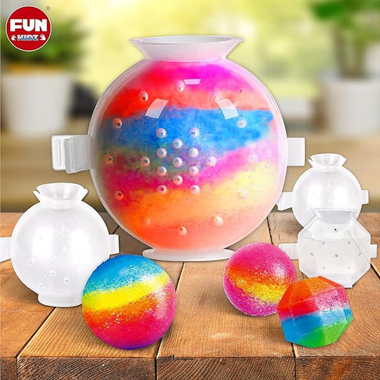 Big Bouncy Ball Kit for Kids, FunKidz DIY Ultimate Magic Bouncy Balls Making Kit Science Craft Projects Birthday Party Activities for Boys Girls Ages 6-12 Includes Tennis Size Ball Model and Powder