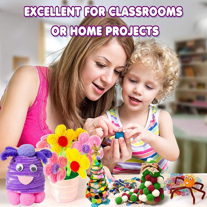 YITOHOP Arts and Crafts Supplies for Kids -1000+ pcs Art Craft kit in Carrying Travel Box for Toddlers Ages 4+ DIY Crafting School Kindergarten Project Activity- Ideal Xmas Gifts