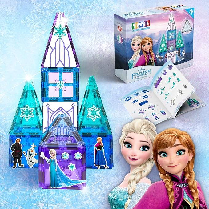 Tytan Toys Disney Frozen Magnetic Tiles Princess Castle - 41-Piece STEAM Building Set with Glitter Tiles & Elsa, Anna, Olaf Stickers - Educational Frozen Toys for Girls Age 3-4+ - Image 14