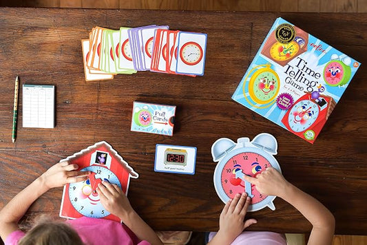 eeBoo: Time Telling Game, Learn to Read a Clock, 50 Game Cards with 4 Clocks and Score Pad, for 2-4 Players, Ages 5 and up - Image 2