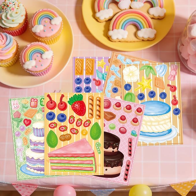 LINAYE 48 Sheets Birthday Stickers for Kids Toddlers, Make Your Own Cake Stickers, Happy Birthday Party Activities Favors Goodie Bag Filler for Kids Classroom - Image 7