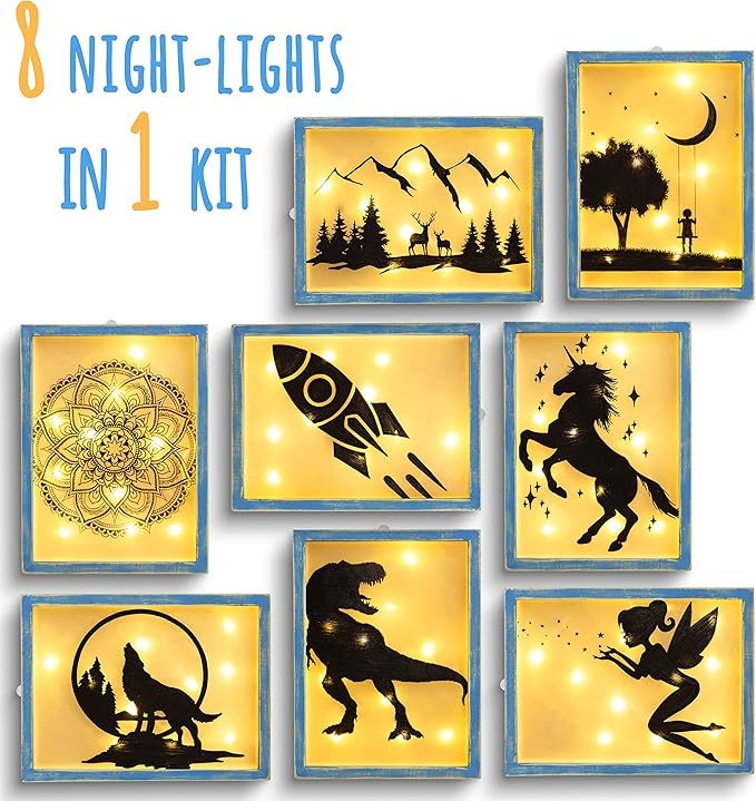 ROMI'S WAY DIY Frame Night Light – Crafts for Girls Ages 6-8-12 – Drawing Arts and Crafts for Kids – DIY Craft Kits for Girls & Boys – Art Supplies Kits for Kids – 6 89 Year Old Girl Gifts