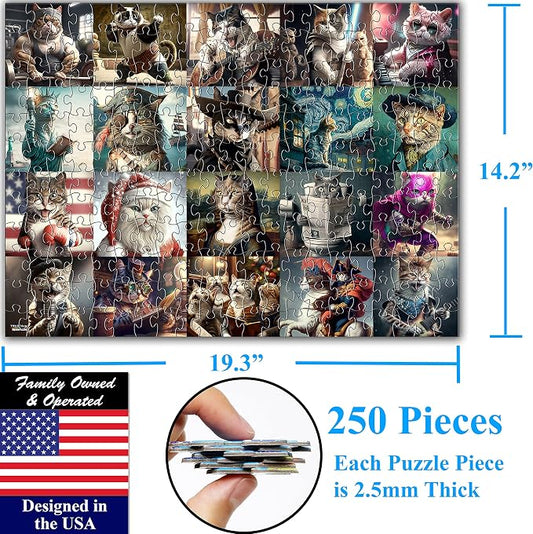 Think2Master Funny Cats 250 Pieces Jigsaw Puzzle Featuring Kittens and Cats. Great Gift. Large Pieces. Size: 14.2” X 19.3” - Image 2