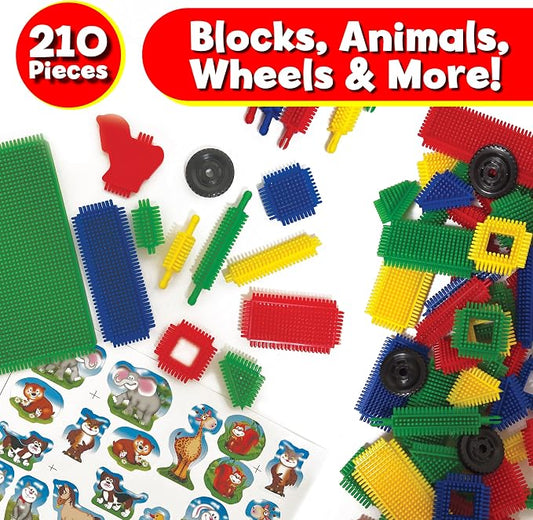 Ryan's Room Thistle Blocks – STEM Toys Building Blocks – Innovative Building Toys for Toddlers 3-5 – 210 Pieces Colorful, Chunky Interlocking Construction Set - Image 2
