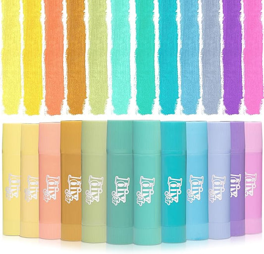 Tempera Paint Sticks- 12 Pack of Pastel Colors- Mess Free Washable Paint, Quick Dry Non-Toxic Arts & Crafts, Classroom School Supplies, Christmas Stocking Stuffers, Holiday Gift Set for Kids & Adults