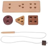 Adena Montessori Wooden Lacing Threading Toys,Geometric Lacing Toys for Toddlers,Educational Threading Shapes for Kids,Fine Motor Skills Gift for 1 2 3 4 Years Old Toddlers Baby Kids - Image 2