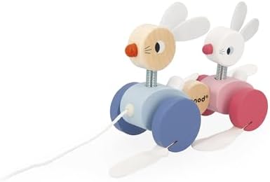 Janod Zigolos Wooden Pull Along Rabbits - Ages 12 Months+ - J08207 - Image 2