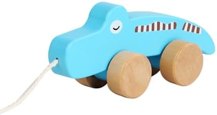 Wooden Pull Along Toy Pull Toy Birthday Gift Cute, Developmental Toy Wood Pulling Toy Wooden Wheel Animal Toy Boys Girls Kids, Crocodile by TTETTZ
