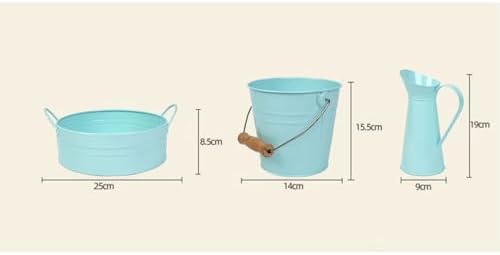 Montessori Washing Work Set, Metal Basin, Bucket & Pitcher Set, Kids Practical Life Sensory Toy,Blue - Image 6