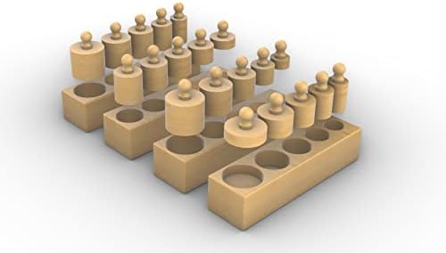Adena Montessori Knobbed Cylinders Blocks Home Preschool 2 3 Years OldToys (Primary Color Knobbed Cylinders) - Image 7
