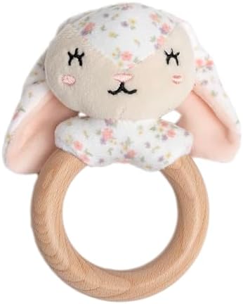 Pearhead Bunny Wooden Baby Teether, Ages 0m+ by Pearhead