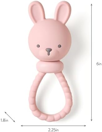 Itzy Ritzy Silicone Rattle Toy, Teething Toy with Soft Jingle Sound (Bunny) - Image 7