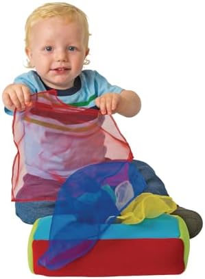 Excellerations Plush Pull & Play 12 inches L x 5-1/2 inches W x 3-1/2 inches H Tissue Box 12 Square Scarves for Children, Kids Educational Baby Toy, 9 Months and Up - Image 4