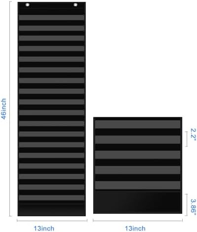 REGELETO Boho 18+1 Pockets Daily Schedule Pocket Chart, 30 pcs Double-Sided Reusable Cards, Scheduling Pocket Chart for Classroom Office Home School Activity(Black) - Image 2