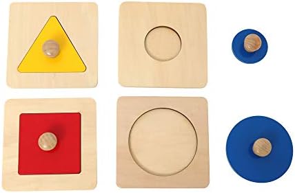 Thoth Montessori Single Shape Puzzle First Shapes Jumbo Wooden Puzzle Board Knob Wooden Puzzle Geometric Shape Puzzle Early Education Material Sensorial Toy for Toddler Shape & Color Sorter (4 pieces) - Image 4