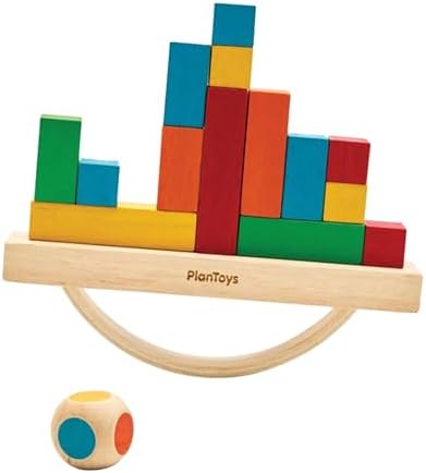 PlanToys® Balancing Cargo Game | Wooden Balance Toy for Toddlers 3Y+ | Develops Hand-Eye Coordination, Problem-Solving & Logical Thinking | Interactive Toy with 14 Blocks & Die by PlanToys