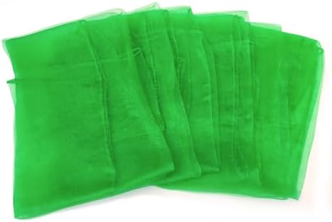 Lolakee Dance Scarves 12 Pcs Juggling Scarves for Kids Play Silk Scarve for Babies Toddlers Children Movement Learning Education Musical Accessories Colorful Scarfs Magic Tricks Performance (Green) - Image 2