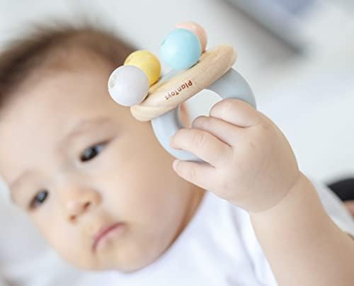 PlanToys Wooden Bell Rattle and Teether Toy (5250) | Pastel Color Collection |Sustainably Made from Rubberwood and Non-Toxic Paints and Dyes - Image 4