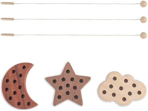 3 Pack Wooden Lacing Threading Toys for Toddlers 1-3 Solid Wood Threading Activity Puzzles, Moon/Stars/Cloud Quiet Toddler Toys for Airplane Travel Fine Motor Skills Sensory Toys - Image 6