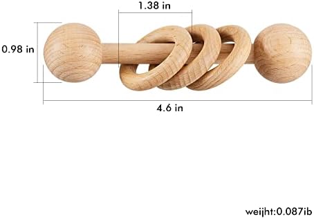 Chriswell Wooden Baby Rattle, Newborn Wooden Rattle Toy, Natural Wooden Montessori Baby Grip 3 Ring Toy, Baby Gift Toy, Wood Rattle-1 - Image 6