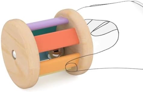 Montessori-Inspired Wooden Rolling Bell Rattle, Tummy Time Toy for Infants - Image 3