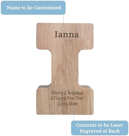 Wooden Letter Piggy Bank for Kids Boys Girls,Personalized Piggy Bank (Laser Engraving),A-Z Letters Coin Bank Money Box Customized Name, for Family Christmas Birthday Gift (I) - Image 2