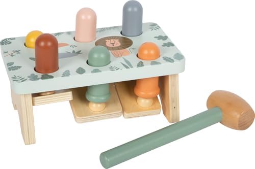 small Foot Safari 12740 Knocking Game Made of FSC 100% Certified Wood, Robust Motor Skills Toy with Hammer and Wooden Rods, for Children from 12 Months by SmallFootWoodenToys