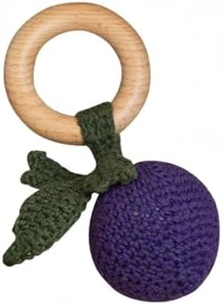Wooden Baby Rattle Toys Stuffed Crochet Rattle with Teether Ring for Newborn Babies Fruit Wooden Teether Toy Infant Toddler Handcrafted Crochet Rattles Cute Shower Gifts for Boy and Girls by HALAAVAUVA