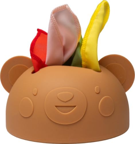 Taf Toys Baby Tissue Box Toy Silicone Montessori Sensory Toy for Babies 6-12 Months 6-in-1 Soft Busy Activity Cube with Scarves Develops Fine Motor Skills Bright Colors & Textures Safe & Engaging Play by TafToys